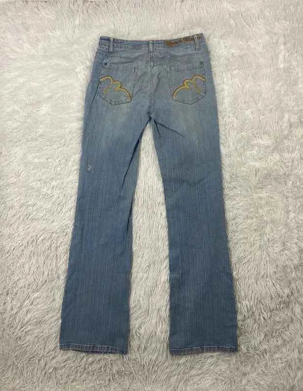 Embroidered Y2K Flared Denim Jeans (Grösse-S)