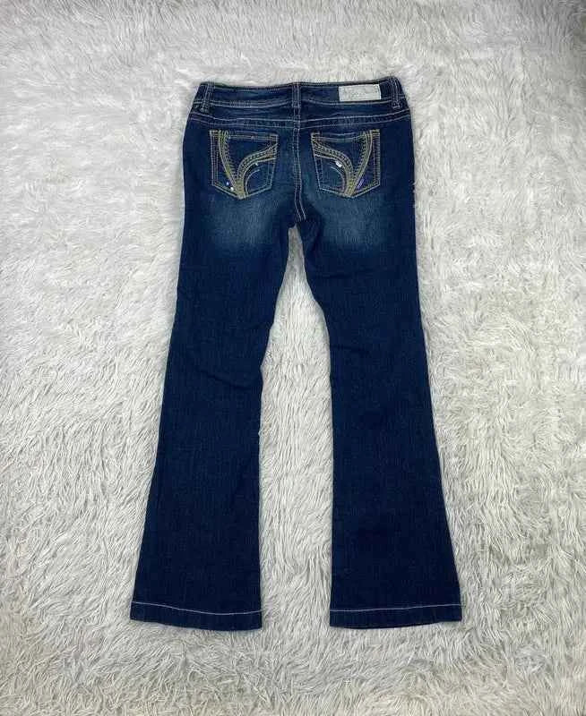Embroidered Y2K Flared Denim Jeans (Grösse-S)