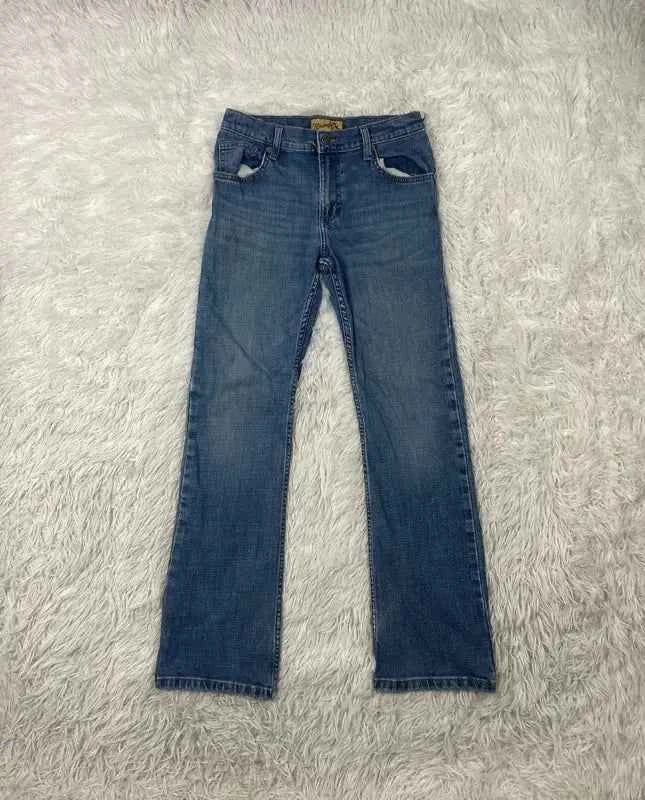 Embroidered Y2K Flared Denim Jeans (Grösse-XS)