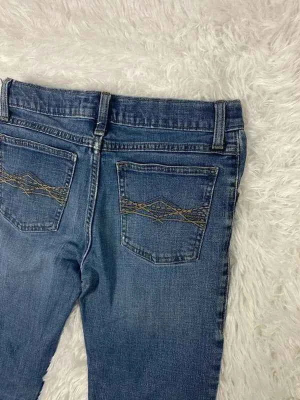 Embroidered Y2K Flared Denim Jeans (Grösse-XS)