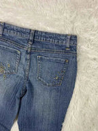 Embroidered Y2K Flared Denim Jeans (Grösse-XS)