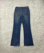Embroidered Y2K Flared Denim Jeans (Grösse-XS)