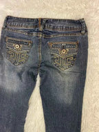 Embroidered Y2K Flared Denim Jeans (Grösse-XS)