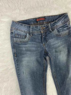 Embroidered Y2K Flared Denim Jeans (Grösse-XS)