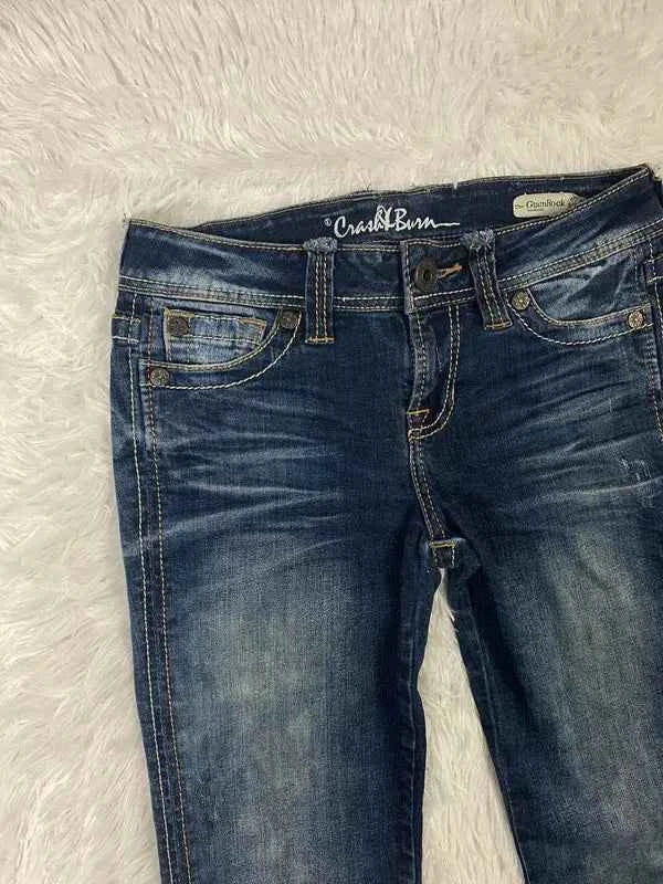 Embroidered Y2K Flared Denim Jeans (Grösse-S)