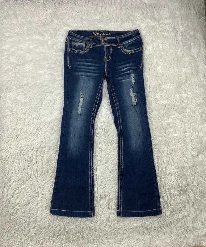 Embroidered Y2K Flared Denim Jeans (Grösse-S)