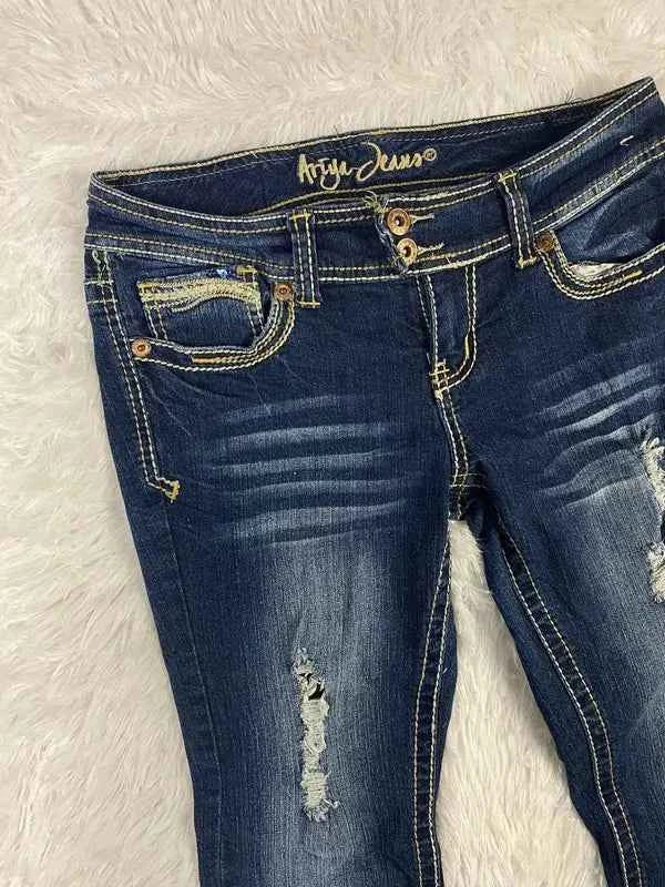 Embroidered Y2K Flared Denim Jeans (Grösse-S)