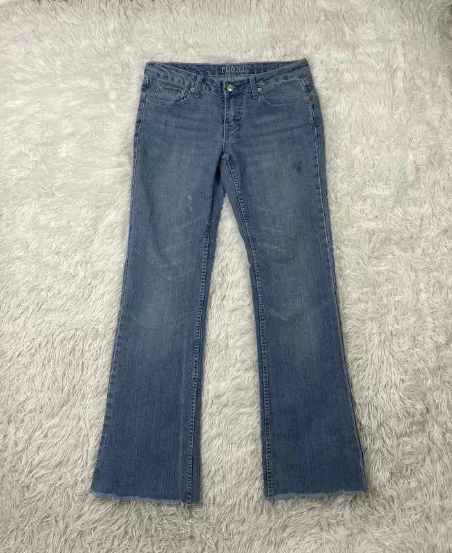 Embroidered Y2K Flared Denim Jeans (Grösse-M)