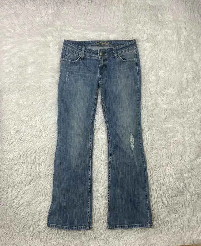 Embroidered Y2K Flared Denim Jeans (Grösse-S)