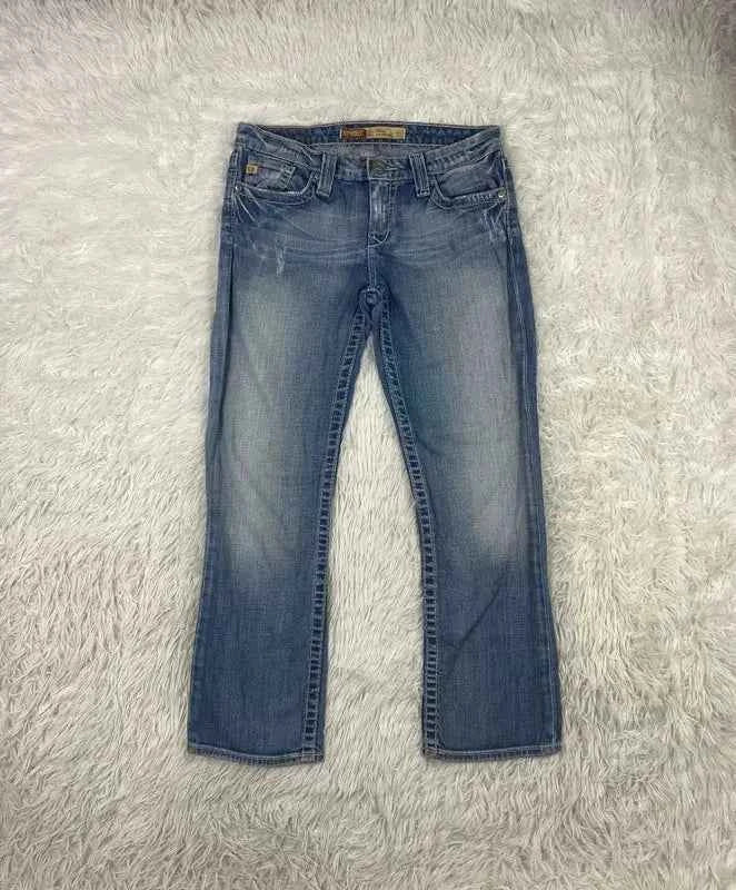 Embroidered Y2K Flared Denim Jeans (Grösse-S)