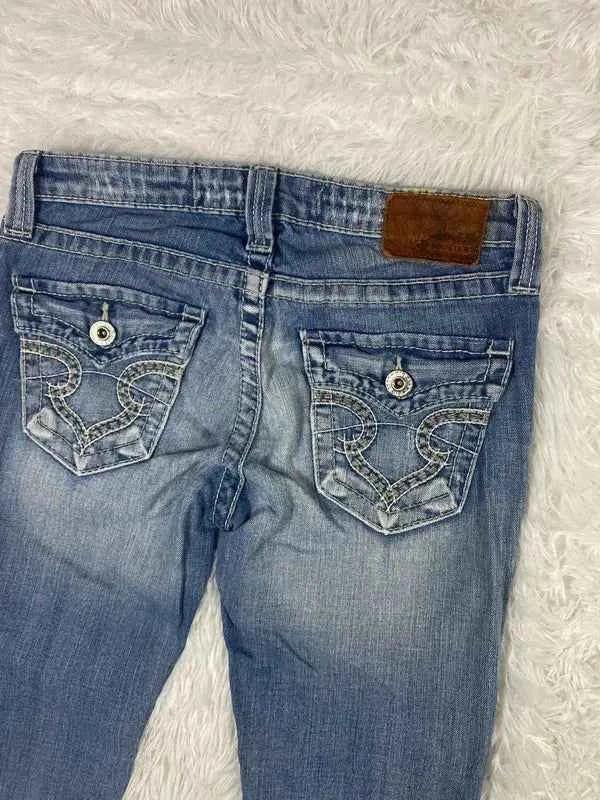 Embroidered Y2K Flared Denim Jeans (Grösse-S)