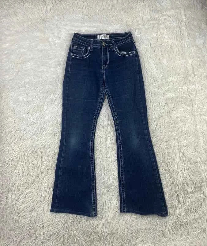 mbroidered Y2K Flared Denim Jeans (Grösse-XS)