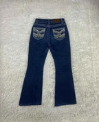 mbroidered Y2K Flared Denim Jeans (Grösse-XS)