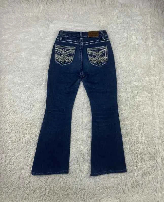 mbroidered Y2K Flared Denim Jeans (Grösse-XS)
