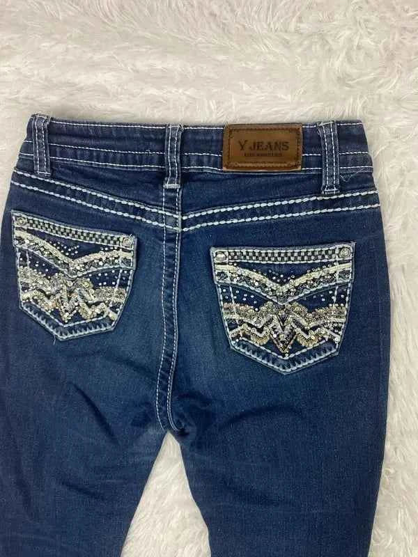 mbroidered Y2K Flared Denim Jeans (Grösse-XS)
