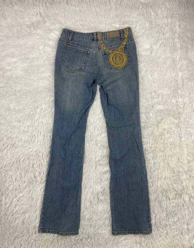Embroidered Y2K Flared Roca Denim Jeans (Grösse-S)