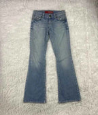 Embroidered Y2K Flared Denim Jeans (Grösse-XS)