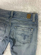 Embroidered Y2K Flared Denim Jeans (Grösse-XS)