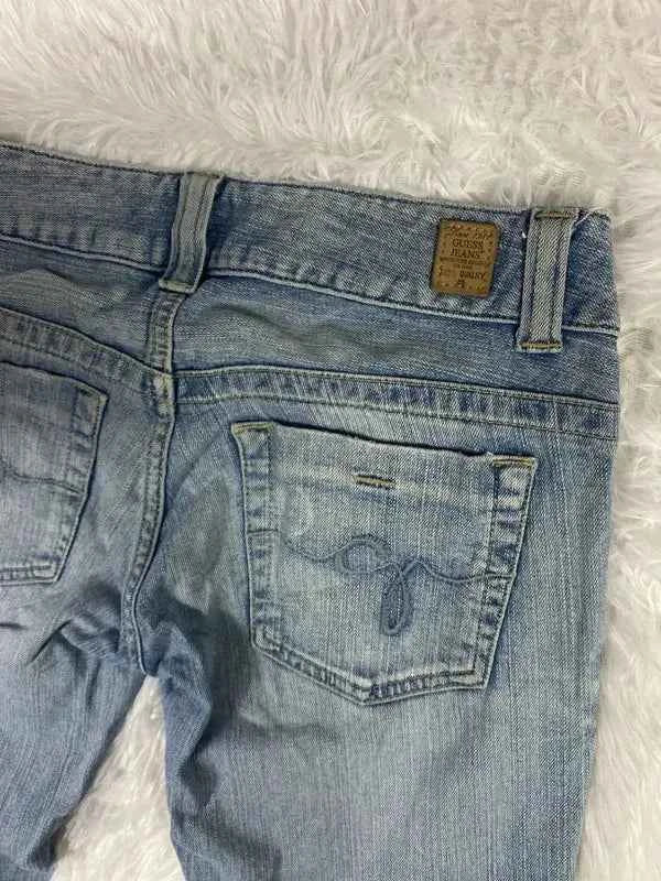 Embroidered Y2K Flared Denim Jeans (Grösse-XS)