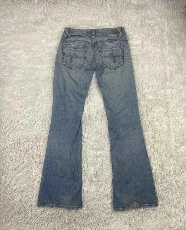 Embroidered Y2K Flared Denim Jeans (Grösse-XS)