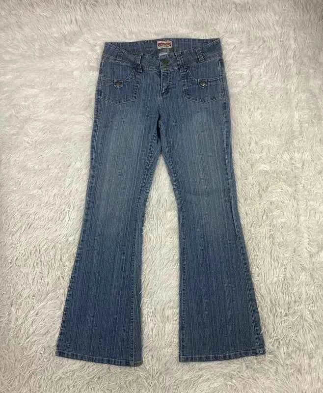 Embroidered Y2K Flared Denim Jeans (Grösse-S)