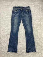 Embroidered Y2K Flared Denim Jeans (Grösse-S)