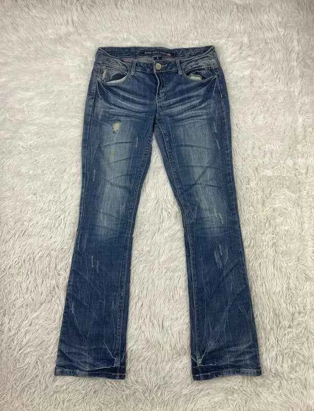 Embroidered Y2K Flared Denim Jeans (Grösse-S)