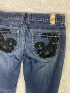 Embroidered Y2K Flared Denim Jeans (Grösse-S)