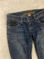 Embroidered Y2K Flared Denim Jeans (Grösse-S)