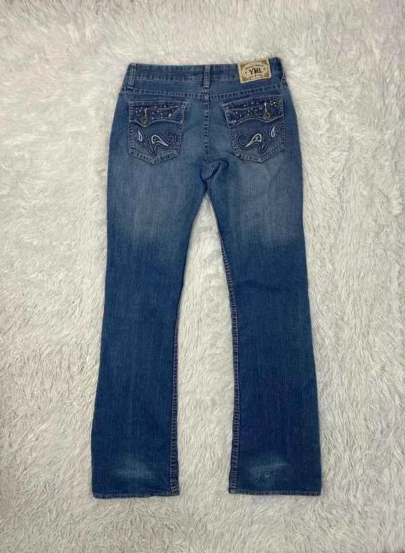 Embroidered Y2K Flared Denim Jeans (Grösse-S)