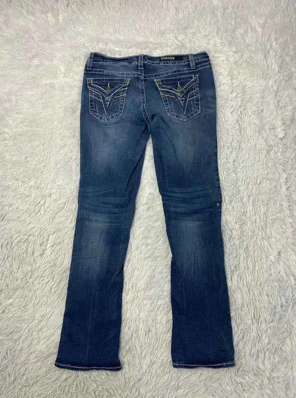 Embroidered Y2K Flared Denim Jeans (Grösse-M)