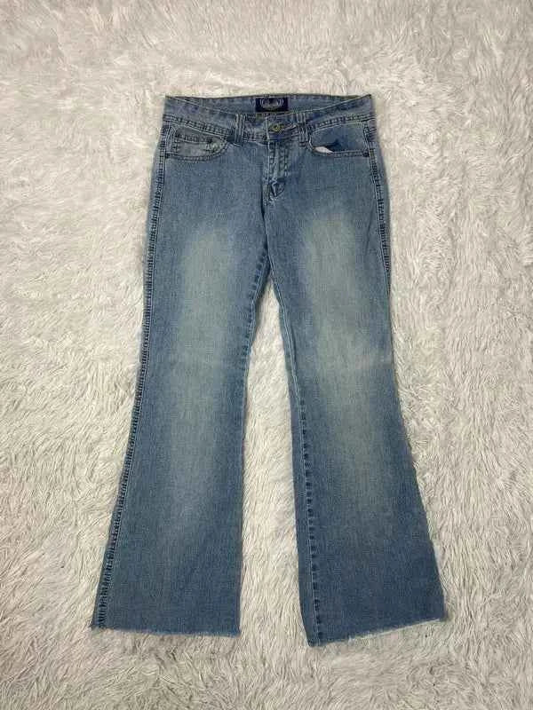 Embroidered Y2K Flared Denim Jeans (Grösse-S)