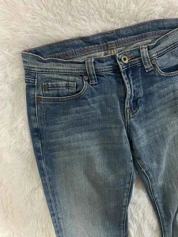 Embroidered Y2K Flared Denim Jeans (Grösse-S)