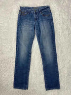 Embroidered Y2K Flared Denim Jeans (Grösse-M)