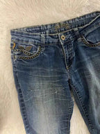 Embroidered Y2K Flared Denim Jeans (Grösse-M)