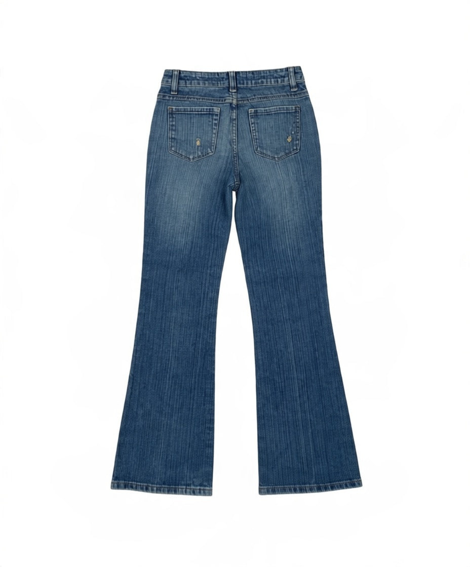 Embroidered Y2K Flared Denim Jeans (Grösse-XS)