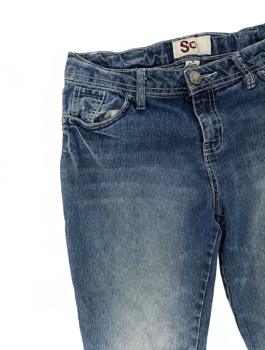 Embroidered Y2K Flared Denim Jeans (Grösse-S)
