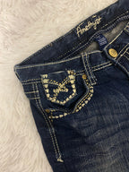 Embroidered Y2K Flared Denim Jeans (S) yv.vintage