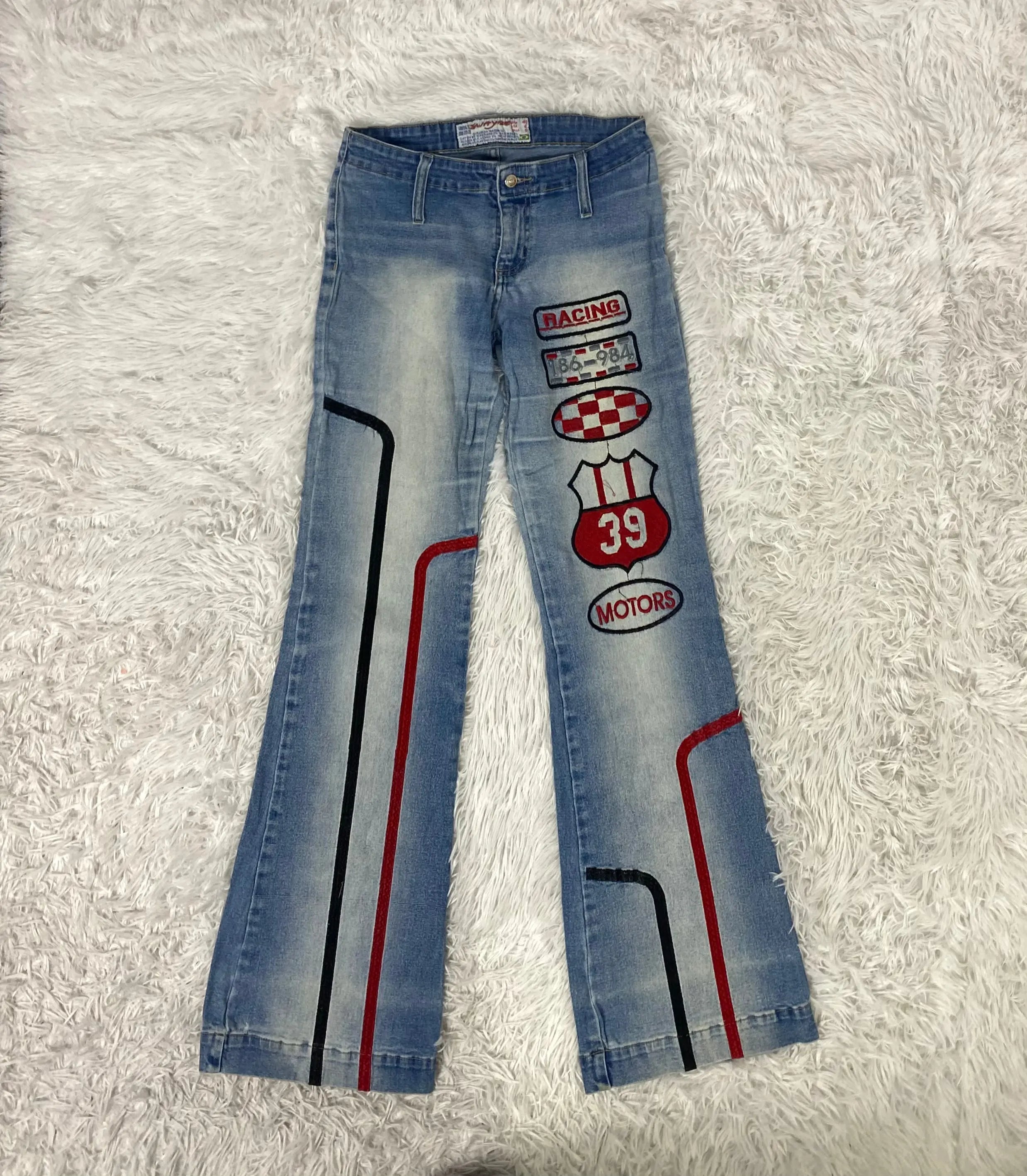Embroidered Y2K Flared Denim Jeans (S) yv.vintage