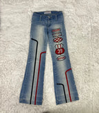 Embroidered Y2K Flared Denim Jeans (S) yv.vintage