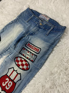 Embroidered Y2K Flared Denim Jeans (S) yv.vintage