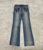 Embroidered Y2K Flared Denim Jeans (S) yv.vintage