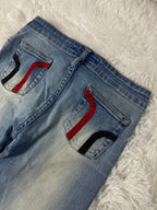 Embroidered Y2K Flared Denim Jeans (S) yv.vintage