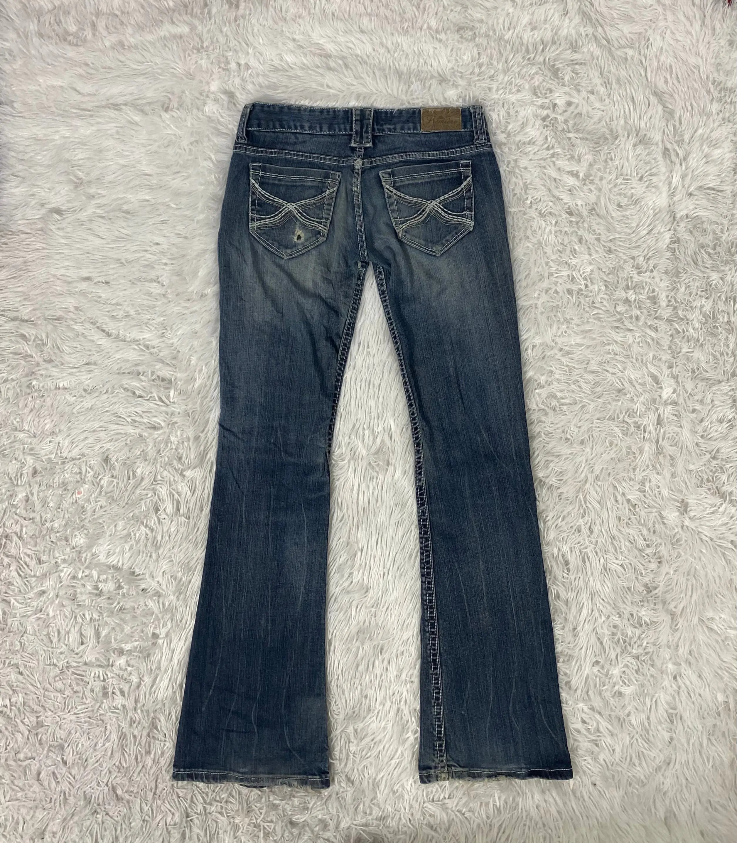 Embroidered Y2K Flared Denim Jeans (S) yv.vintage