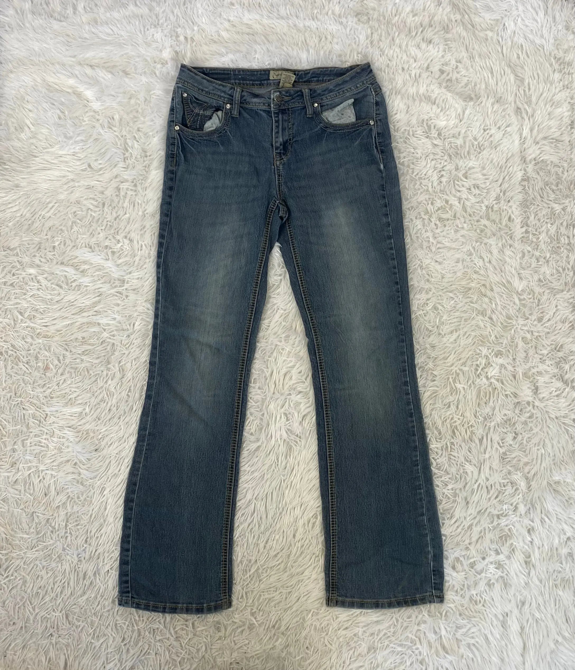Embroidered Y2K Flared Denim Jeans (S) yv.vintage
