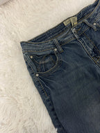 Embroidered Y2K Flared Denim Jeans (S) yv.vintage