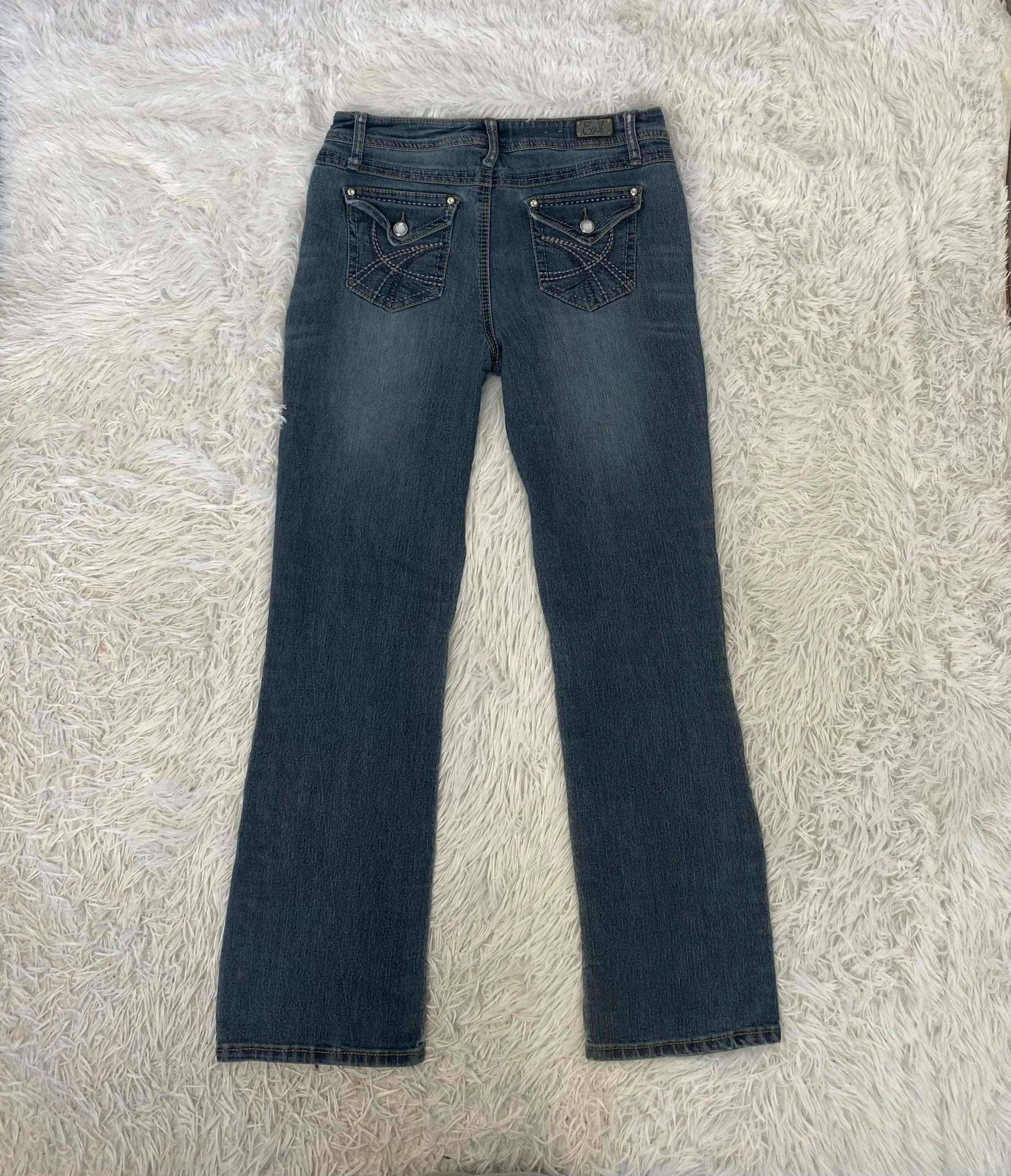 Embroidered Y2K Flared Denim Jeans (S) yv.vintage
