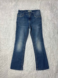 Embroidered Y2K Flared Denim Jeans (Grösse-XXS)