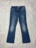 Embroidered Y2K Flared Denim Jeans (Grösse-XXS)