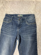 Embroidered Y2K Flared Denim Jeans (Grösse-XXS)